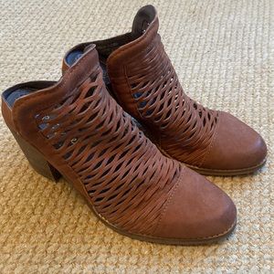 Diba True Brown Leather Backless Mules/Booties